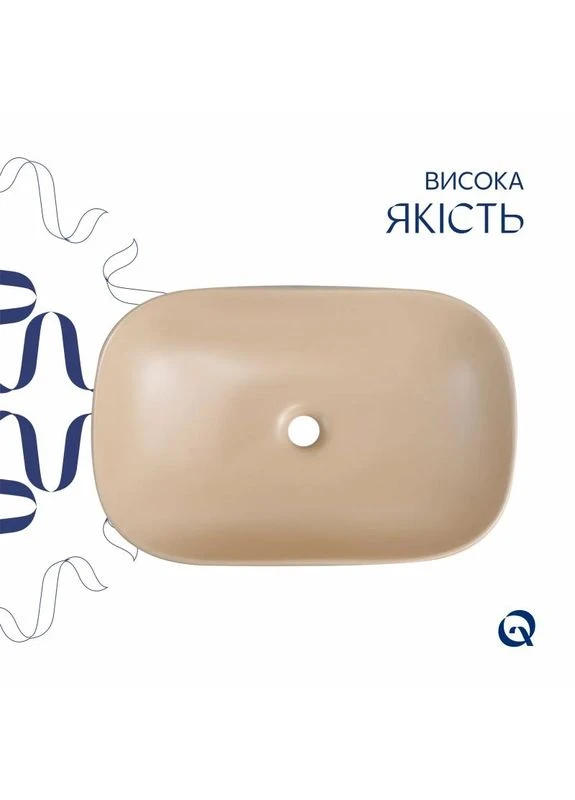 Раковина накладная Qtap Robin 600x390x150 мм керамическая бежевый No Brand (400472302)