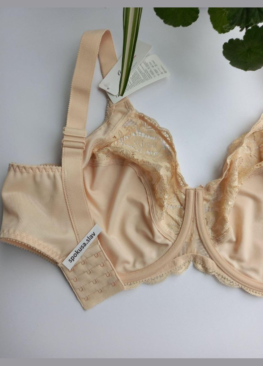 Бежевый бюстгальтер с кружевом мягкий 661510 размер 90н Aveline полиамид