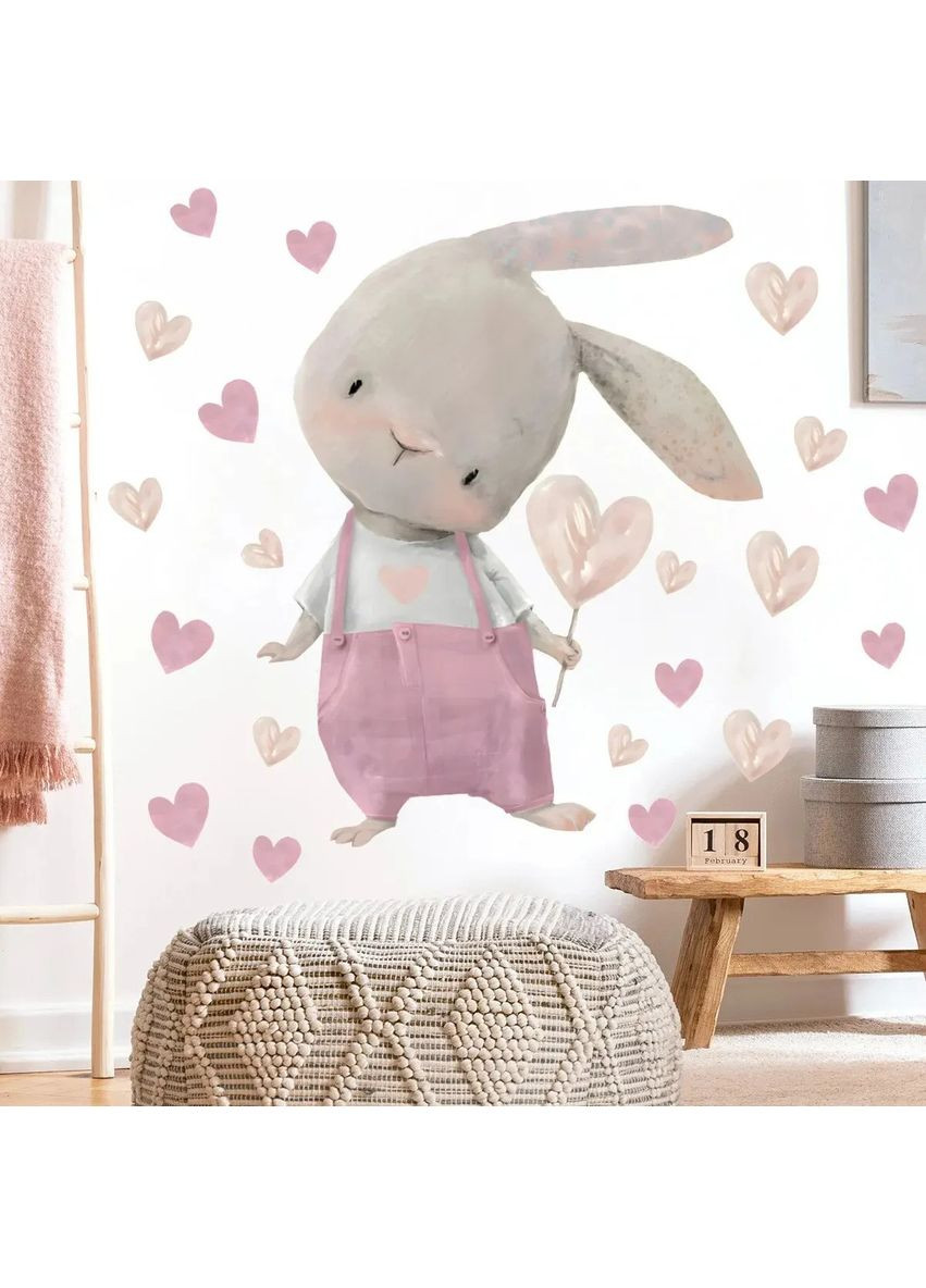 Наклейка для детской комнаты Кролик и сердца BRUP (365720922)