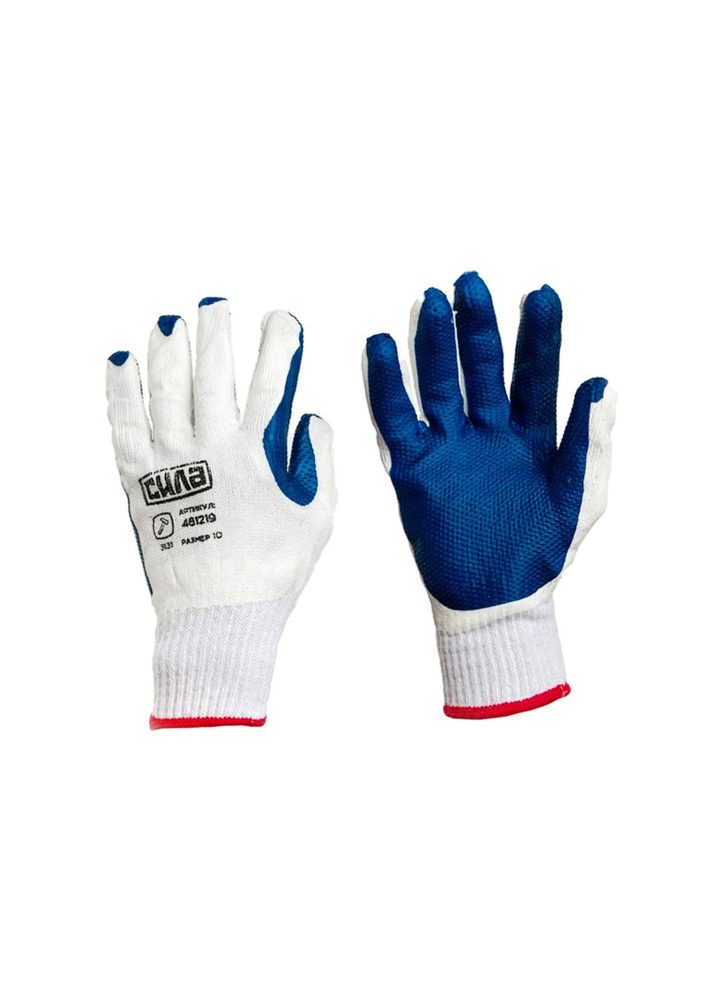 Перчатки рабочие защитные стекольщика тканевые с латексным покрытием размер желтые (6 шт.) Сила (332206189)