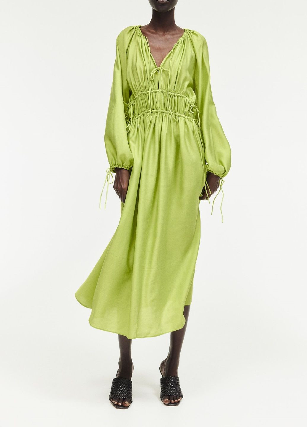 Салатовое кэжуал платье H&M однотонное