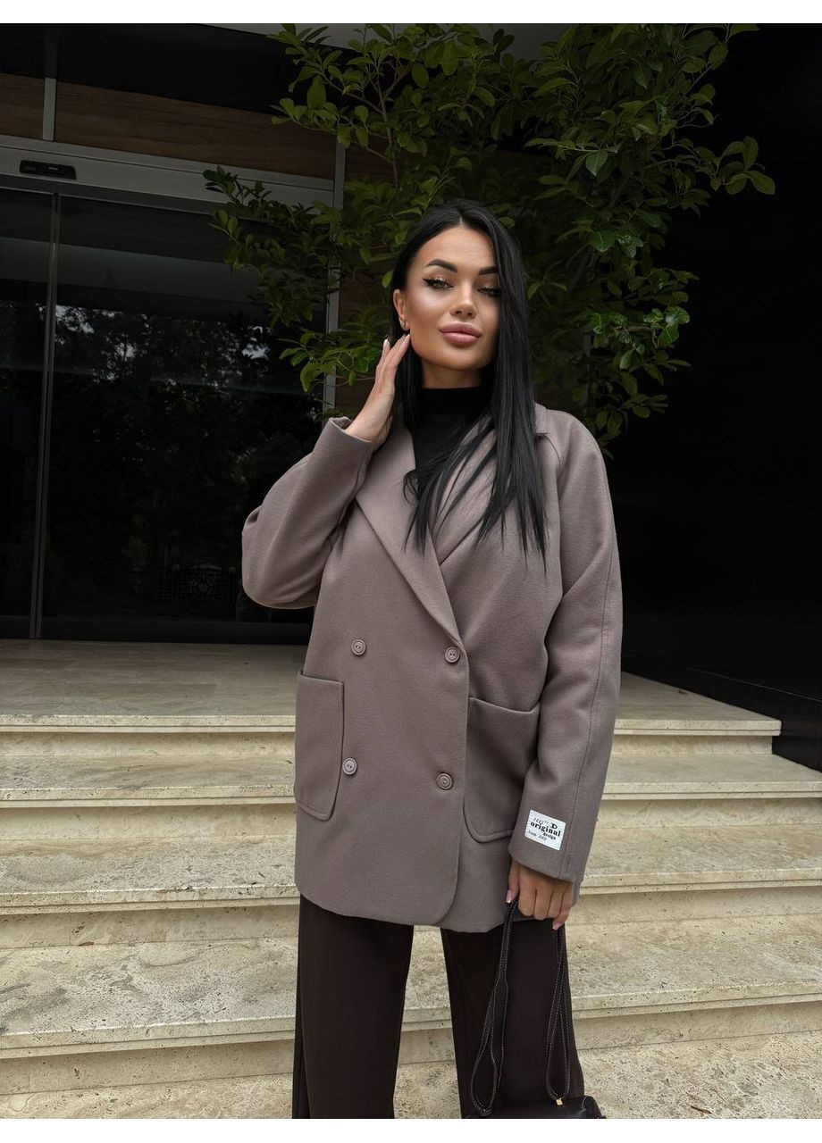 Коричневое демисезонное Женское пальто двубортное Asi.Store.ua