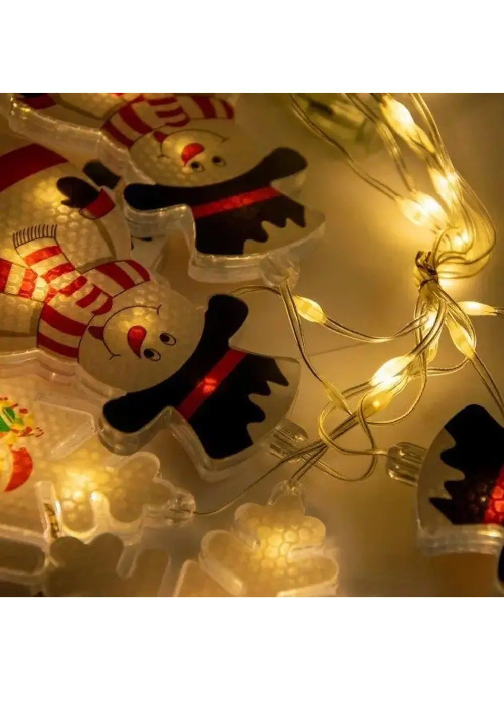 Гірлянда світлодіодна новорічна зі сніжинкою сніговиком роботою від мережі 220В 3х0,7 м 90 лампочок (482124-Prob) Тепла біла Unbranded (370688107)