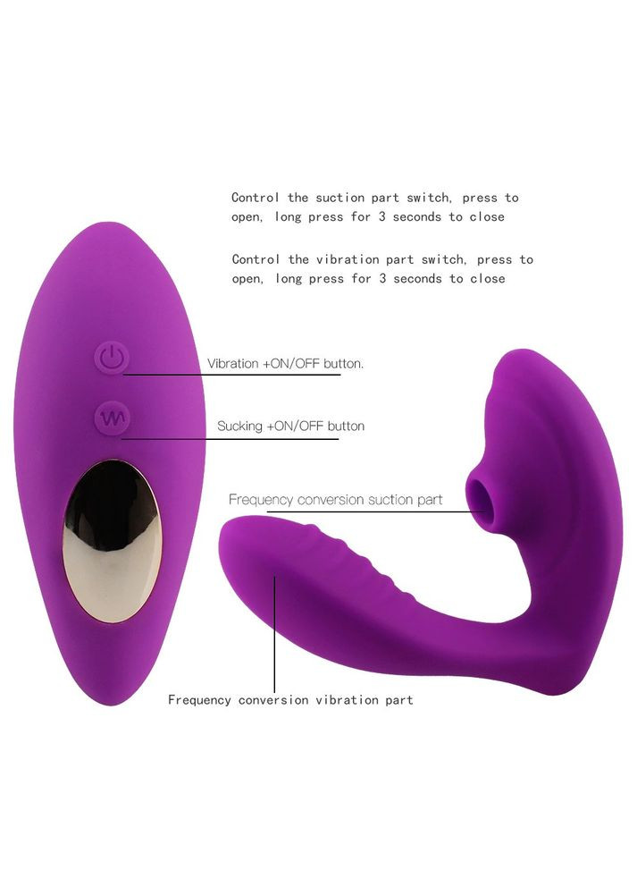 Кліторально вагінальний вібратор, вакуумний стимулятор, комбінований силіконовий Secret Touching Ares (372601117)