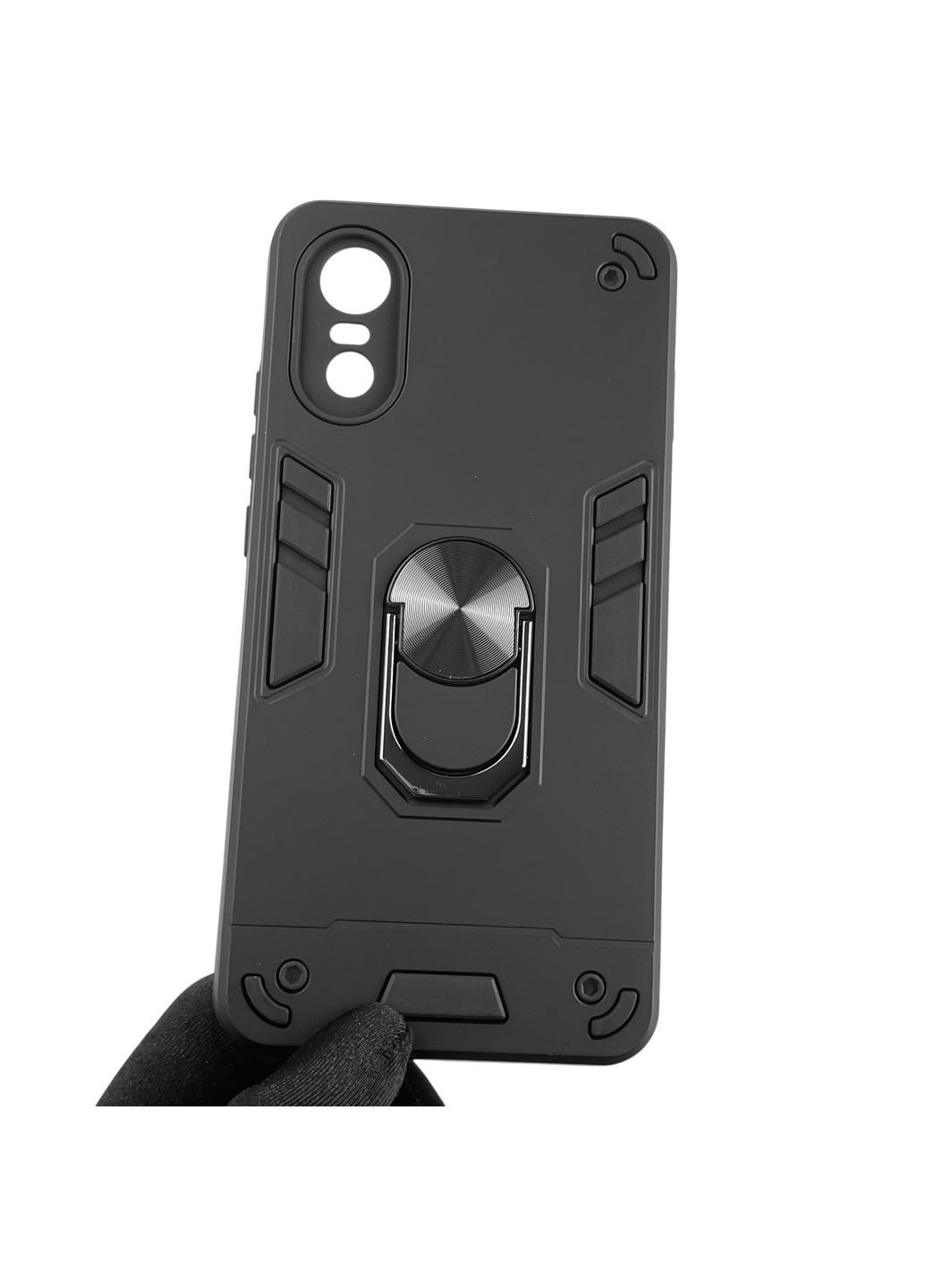 Чохол для телефона Blade A31 Plus броньований з магнітним кільцем-тримачем на зтє блейд а31 плюс чорний ZTE (366232455)