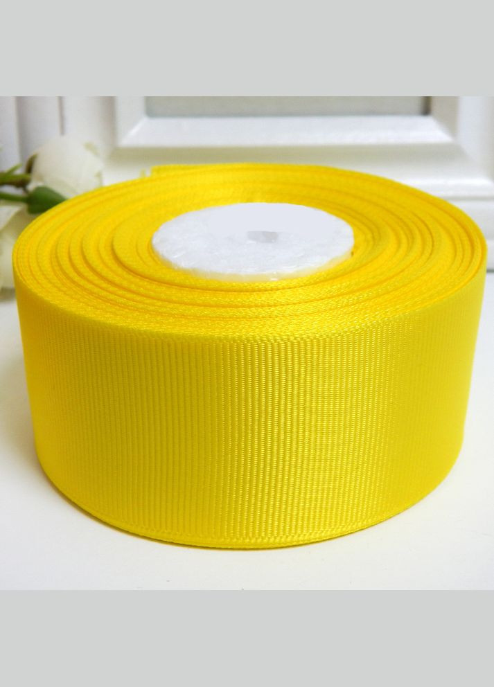 Лента репсовая однотонная, 4 см, №15 желтая No Brand (340486831)