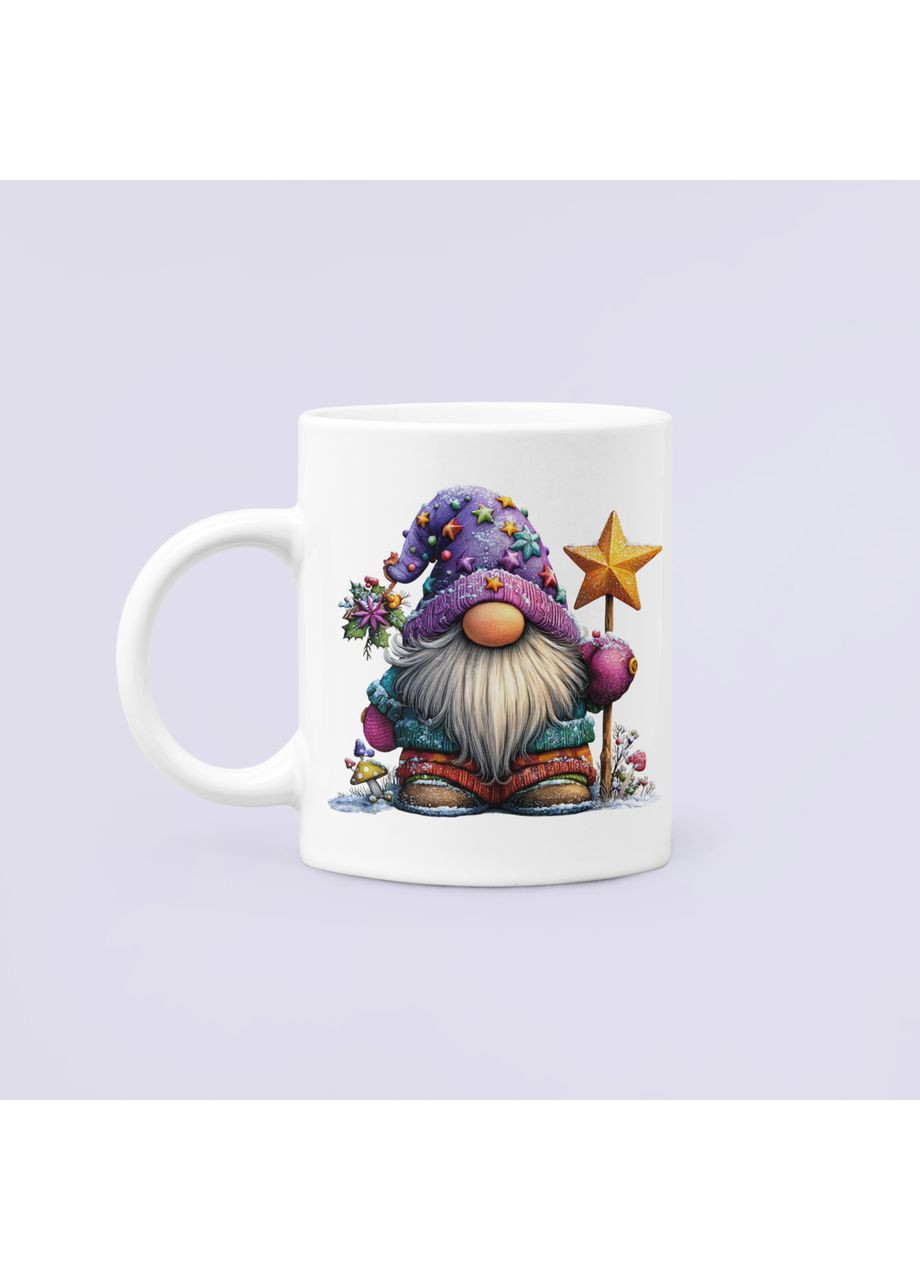 Чашка Керамическая Кружка с принтом Новогодний Гном Белая 330 мл Orca (371647724)