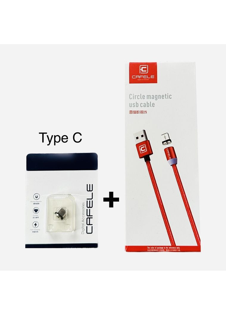 Магнітний USB кабель LED для швидкої зарядки з адаптером для Type C в комплекті 1м ( ) Cafele (366666353)