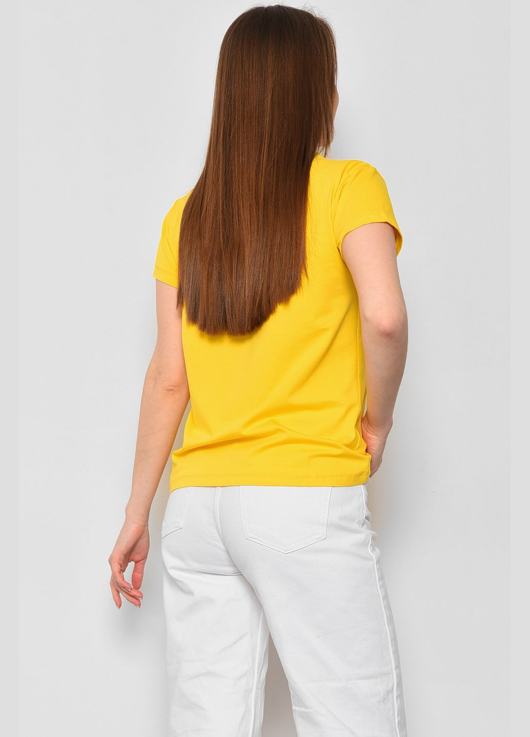 Желтая летняя футболка женская однотонная желтого цвета Let's Shop