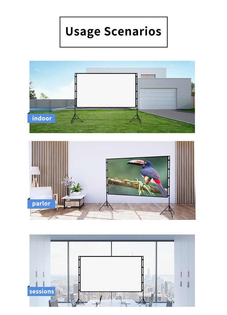Проекционный экран 120 дюймов 16:9 с алюминиевым каркасом и сумкой, складывающийся экран для проектора в помещение и на улицу China (351855053)