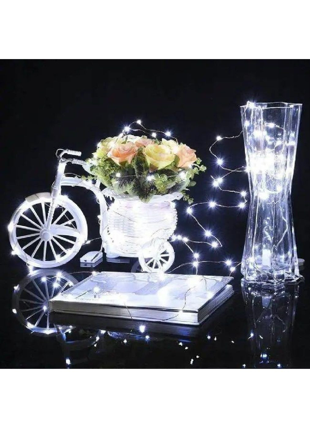 Светодиодная гибкая комнатная гирлянда капли росы с работой от USB батареек 5 м 50 Led (478586-Prob) Холодная белая Unbranded (307247524)