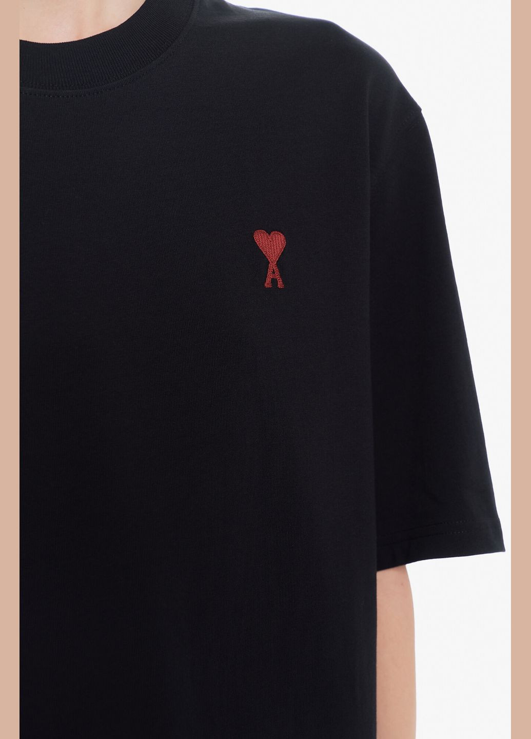 Черная всесезон футболка из плотного хлопка ami mattiussi с коротким рукавом AMI PARIS