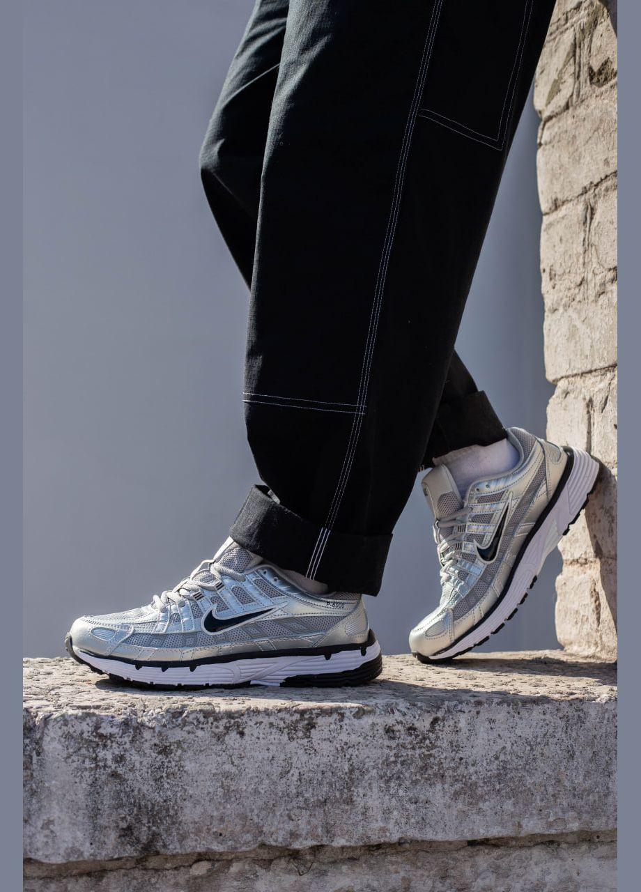 Срібні чоловічі кросівки найк p-6000 silver grey No Brand