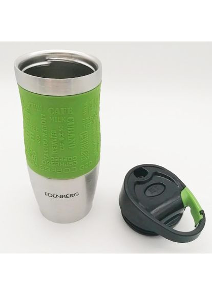 Термокружка с ручкой-карабином EB-626 380 мл Термос чашка Нержавеющая сталь с силиконовым нескользящим держателем Edenberg (354823796)
