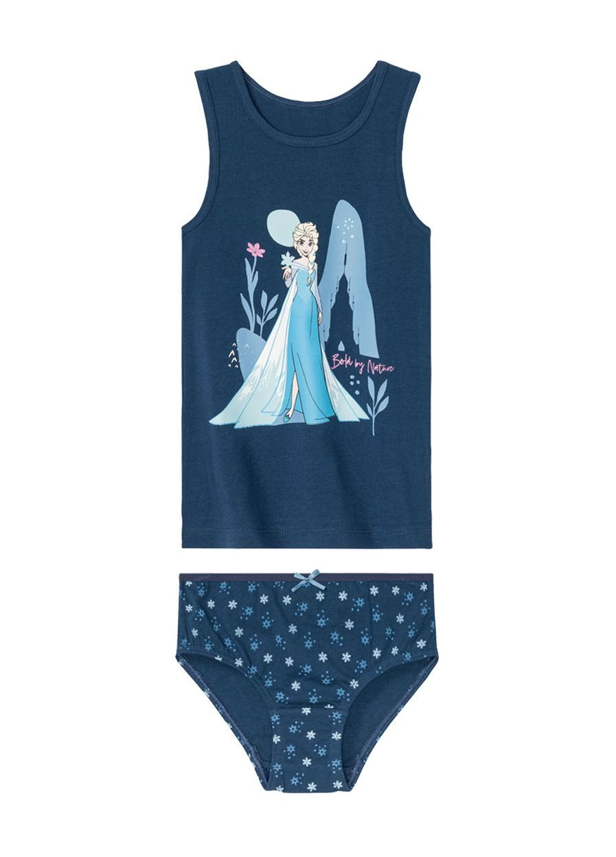 Темно-синій демісезонний майка + трусики бавовняні з малюнком для дівчинки frozen 378990 темно-синій Disney