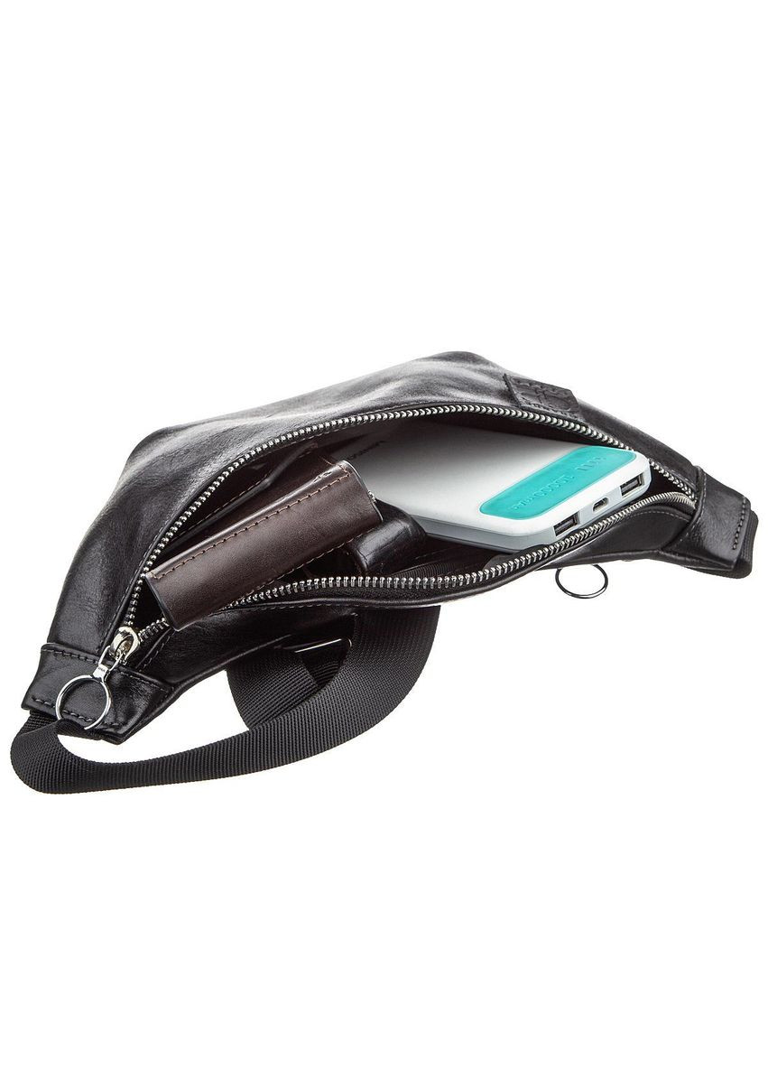 Сумка чоловіча шкіряна через плече бананка на пояс 11140 Чорна Grande Pelle (302008223)