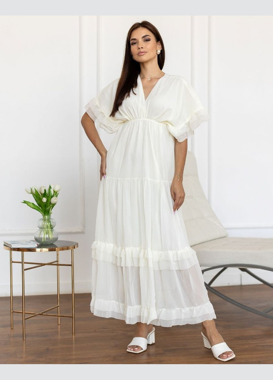 Бежева шифонова сукня максі 111735 No Brand