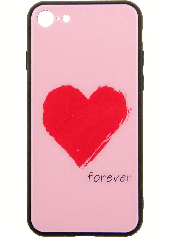 Чехолнакладка Glass Fashionable Case Apple iPhone 7/8/SE 2020 Red Heart on Pink Toto (301507597)