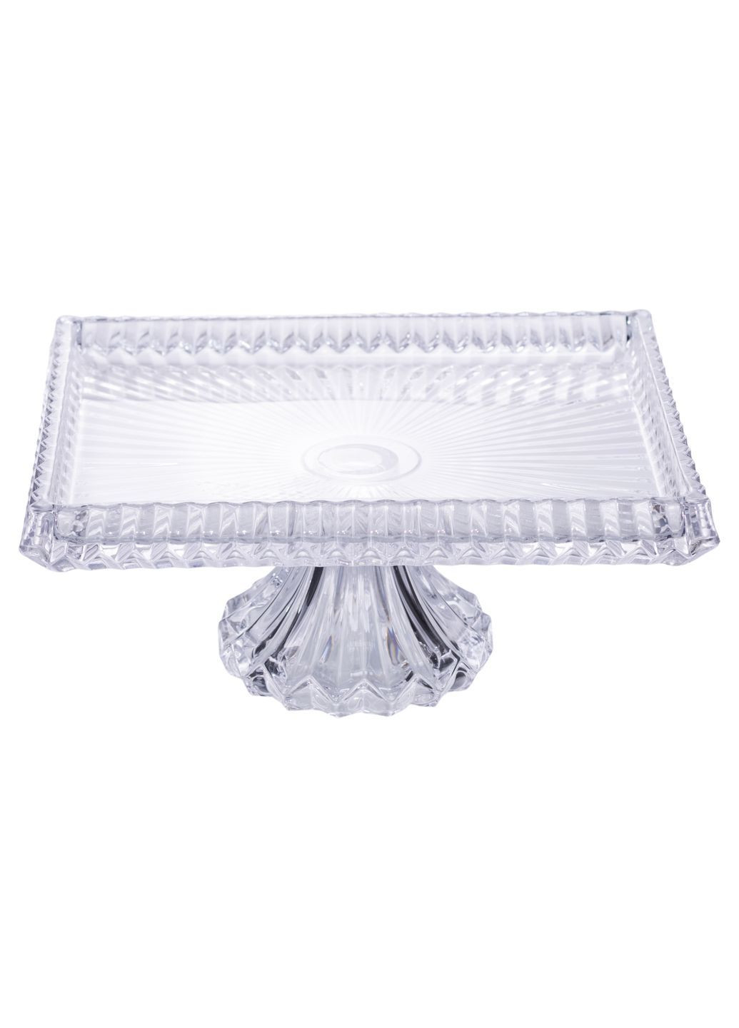 Фруктовница на ножке прямоугольная 30*25*13 см из толстого стекла Yiwu HP-19-147 No Brand (372459384)