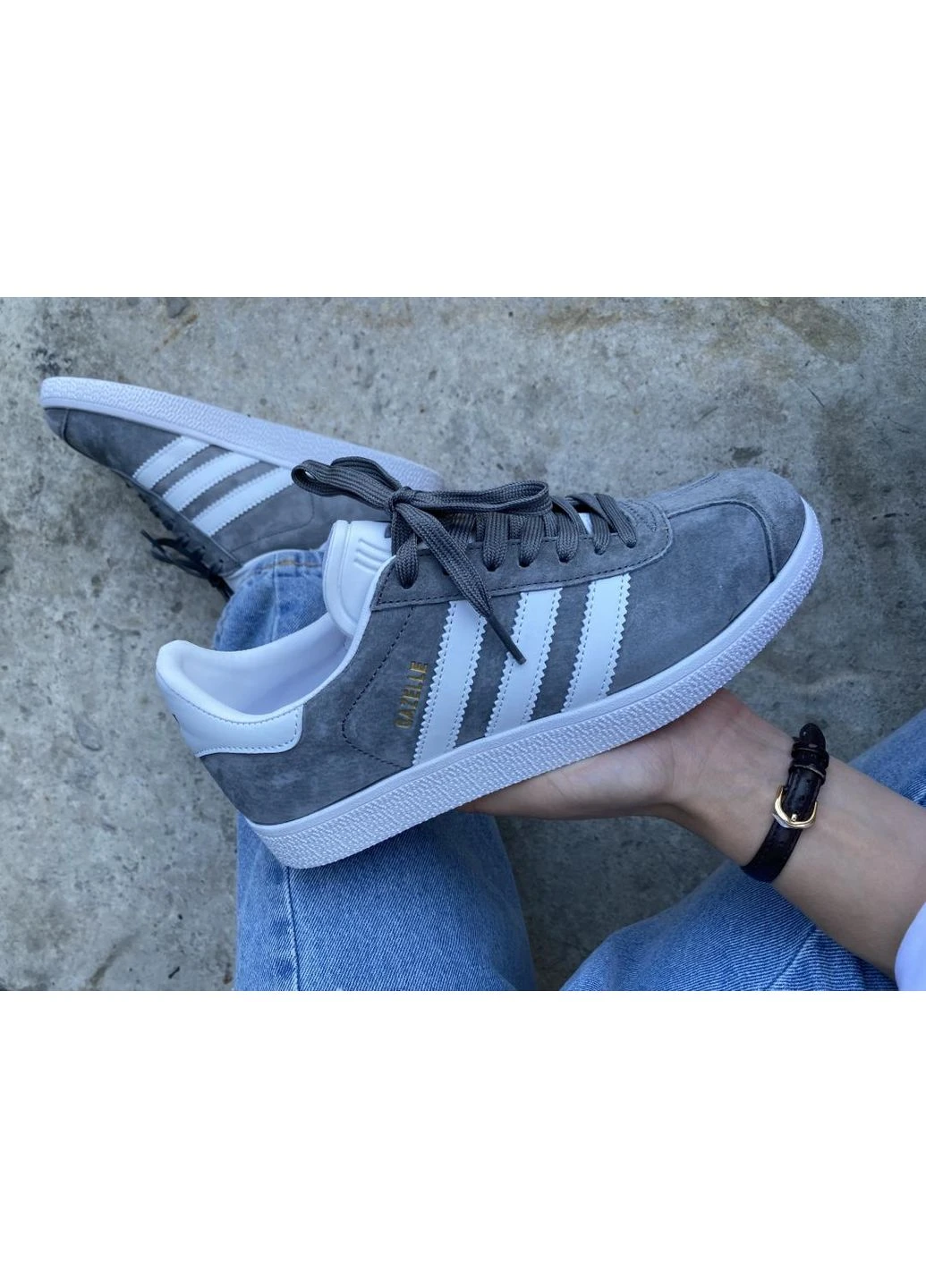 КРОССОВКИ ЖЕНСКИЕ ADIDAS GAZELLE GREY WHITE АДИДАС ГАЗЕЛЬ БЕЛЫЕ No Brand белые демисезоны (392015519)