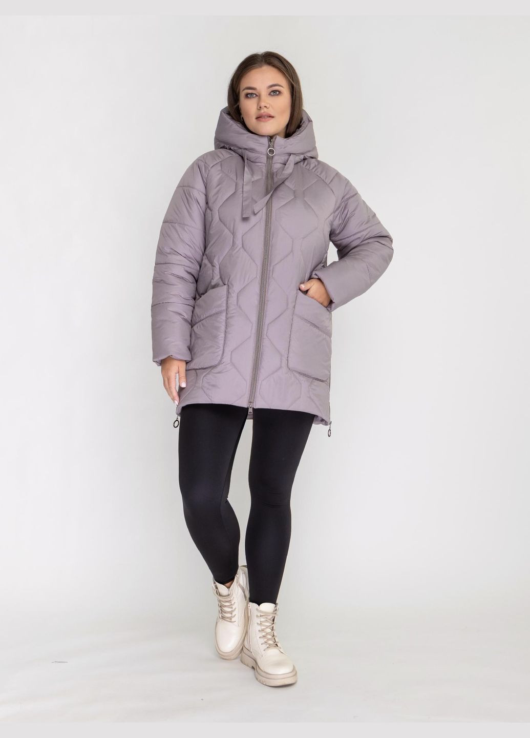 Пудровая зимняя женская зимняя куртка большого размера SK