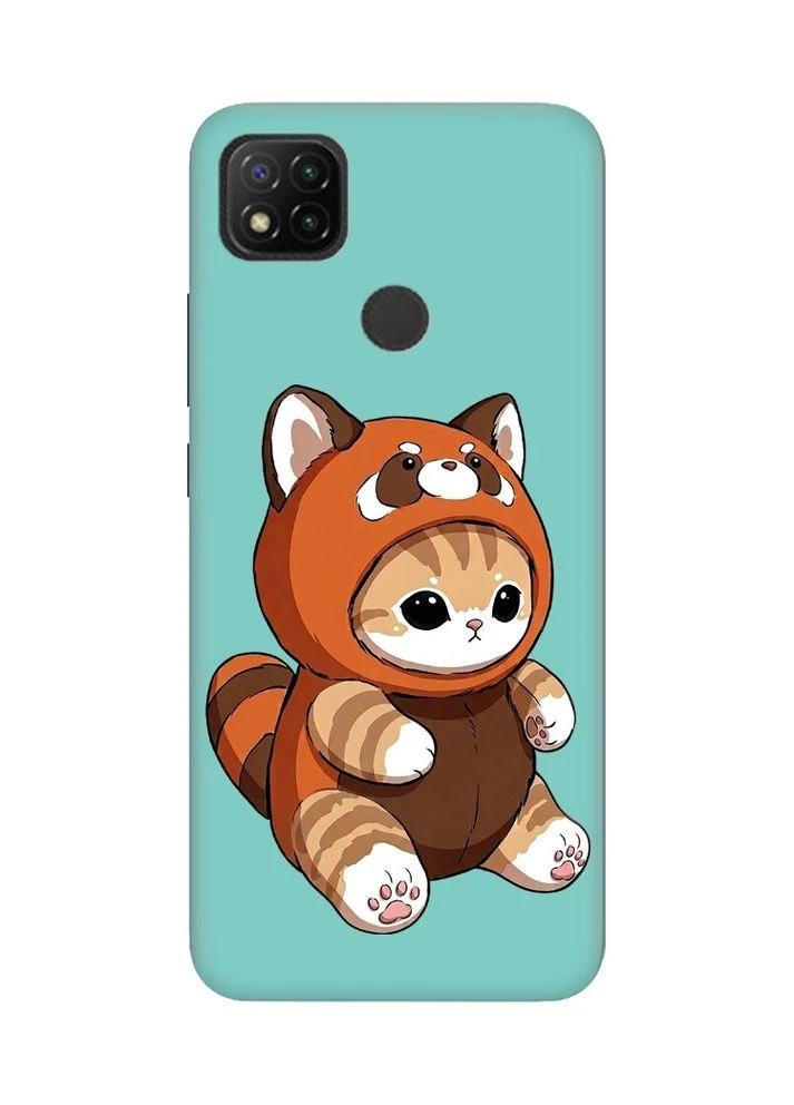 Матовий бірюзовий чохол на Xiaomi Redmi 9C/10A Котик панда (принт 423) Creative (391980083)