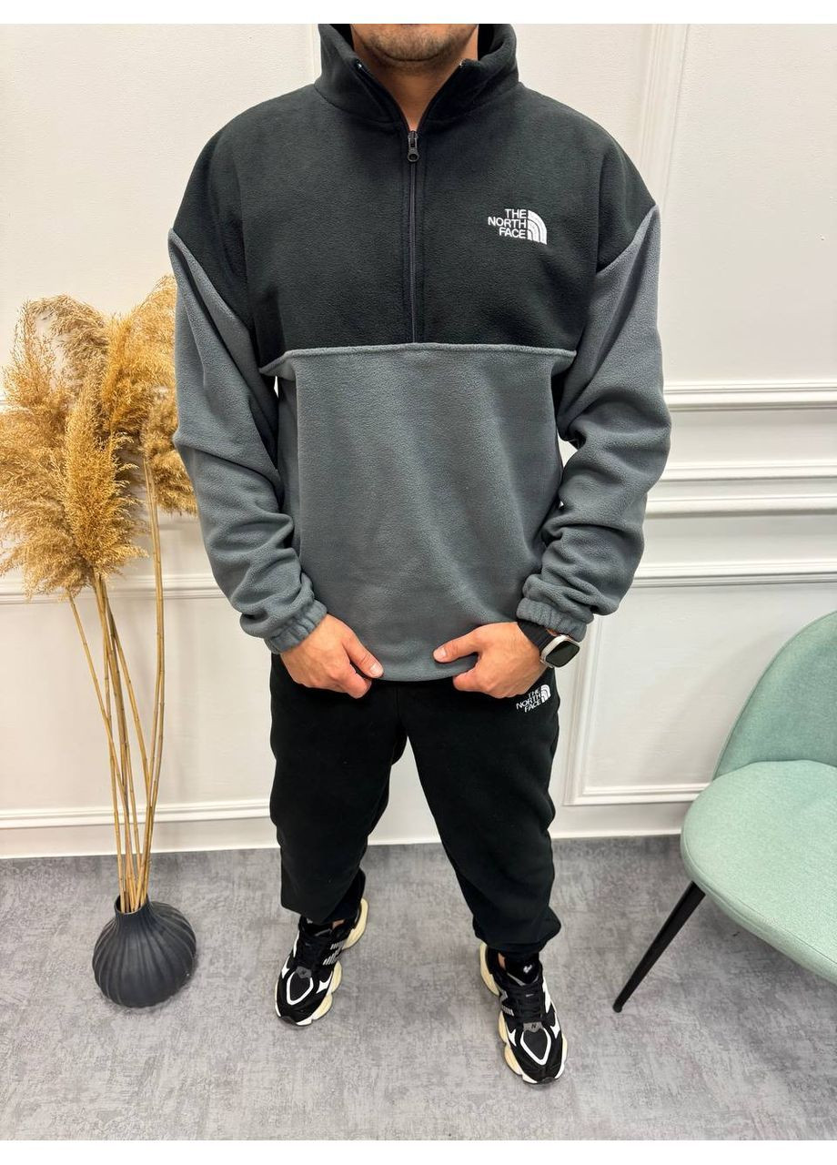 Сірий демісезонний костюм 507 теплий,двосторонній фліс полар,штани та кофта the north face Україна