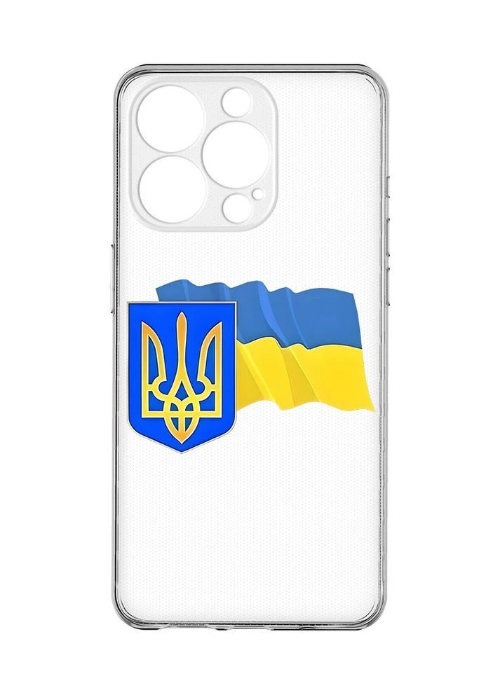 Прозрачный чехол с защитой камеры на iPhone 15 Pro:: Тризуб и флаг Украины (принт 384) CASE CONTROL (360686427)