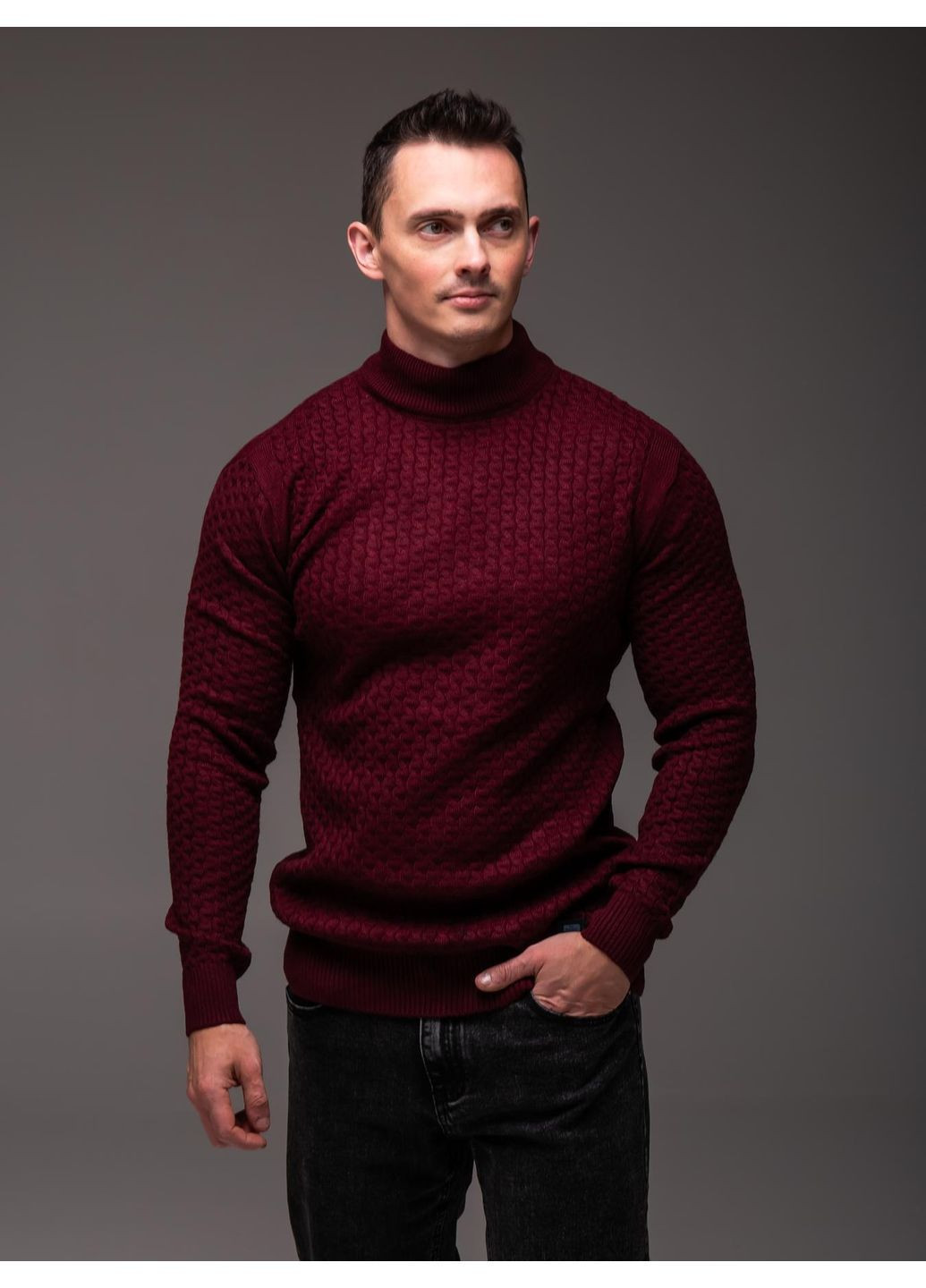 Бордовий демісезонний светр чоловічий джемпер No Brand