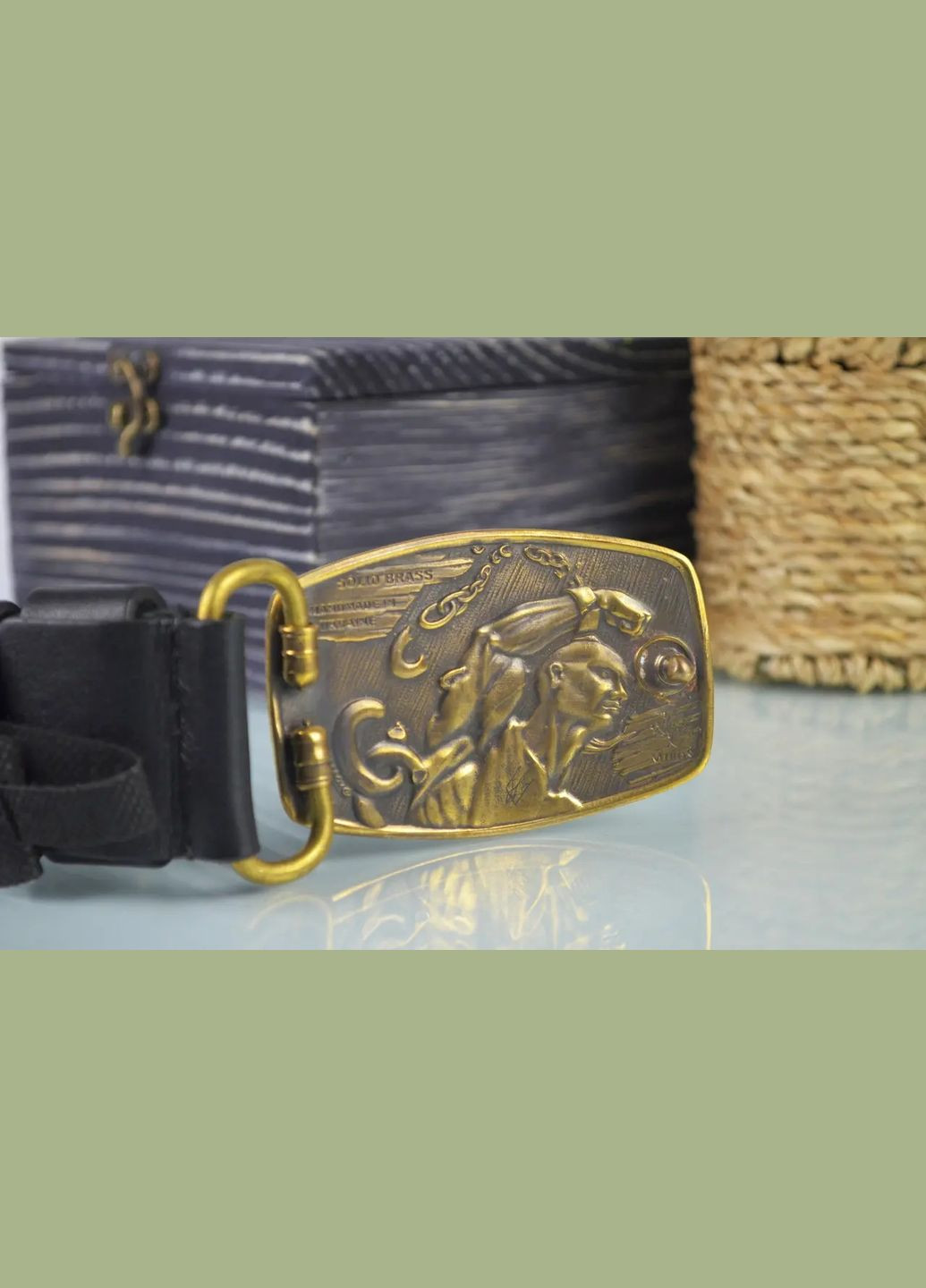 Ремінь шкіряний з латунною пряжкою подарунок на 14 жовтня "Свобода" Чорний Handmade 205-001-034 (345646742)