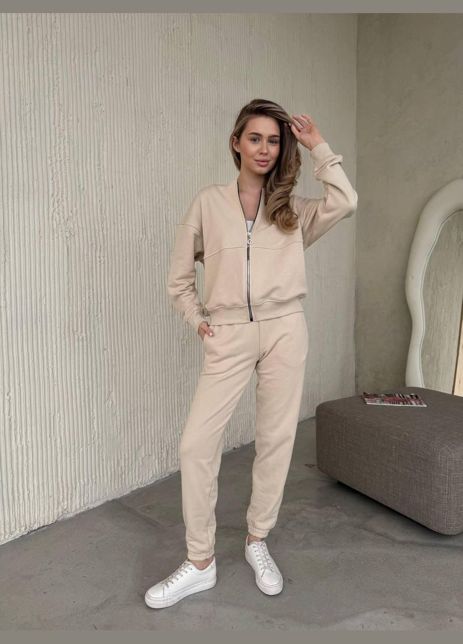 Жіночий весняний костюм з джогерами Бежевий No Brand (326842547)