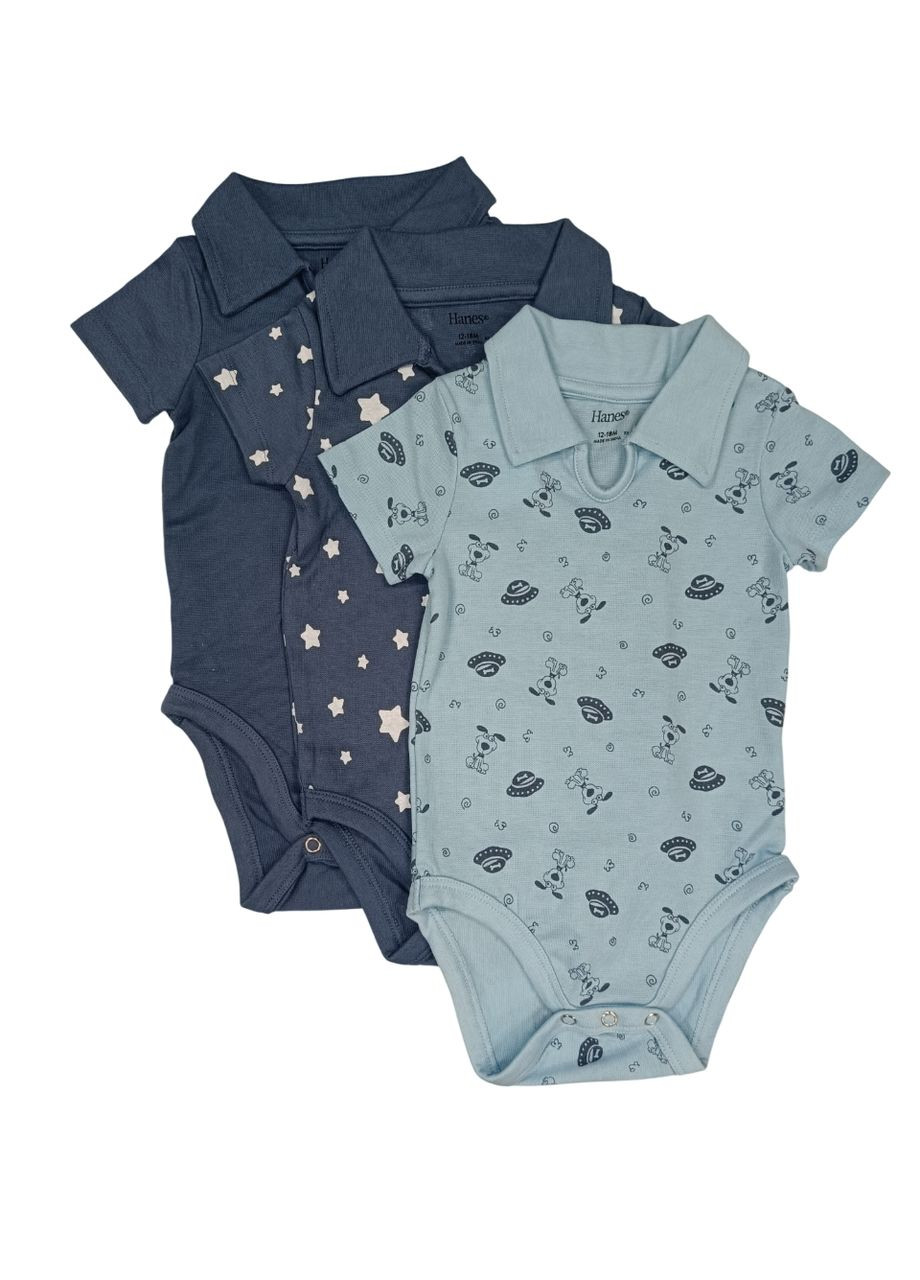 Набор боди-поло на короткий рукав для мальчика (3 единицы) Hanes (325471218)