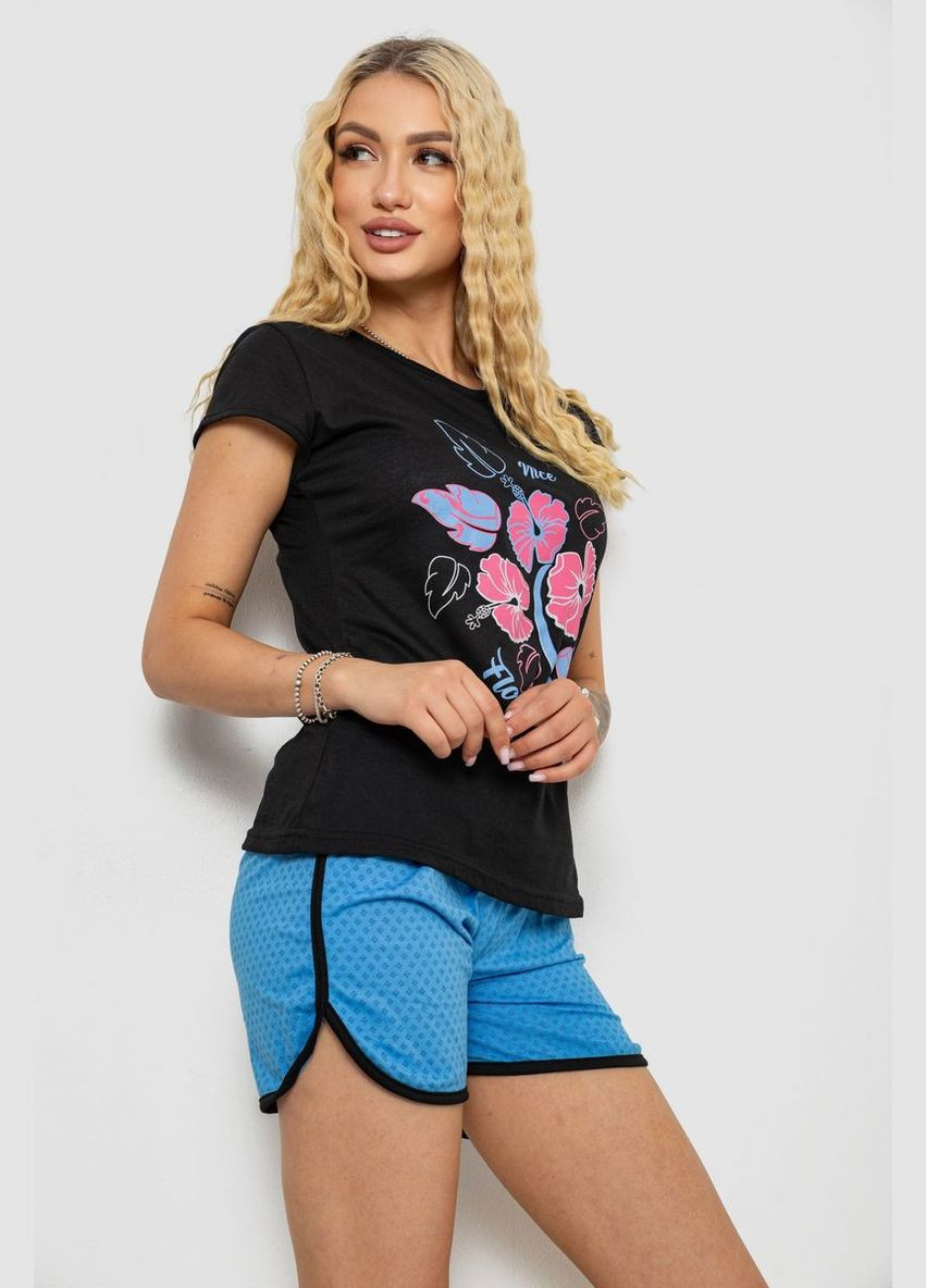 Черная всесезон пижама женская с принтом Fashion