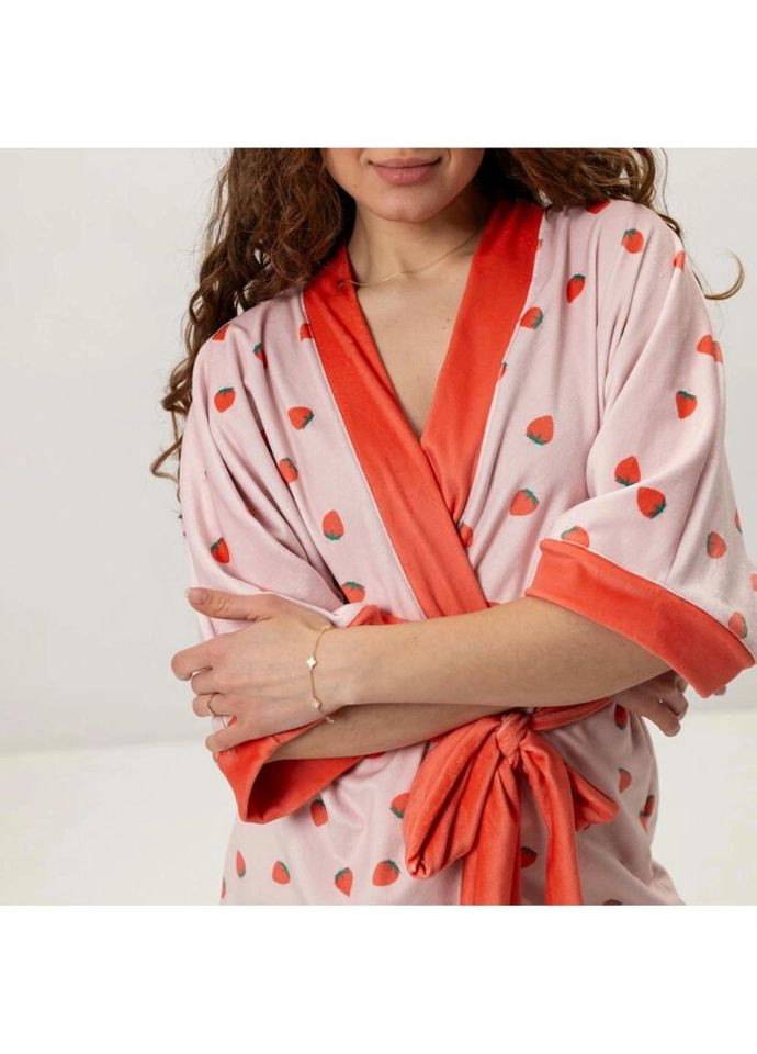 Халат женский из плюшевого велюра Клубничка 3441_XL 16050 XL Fashion (296911345)