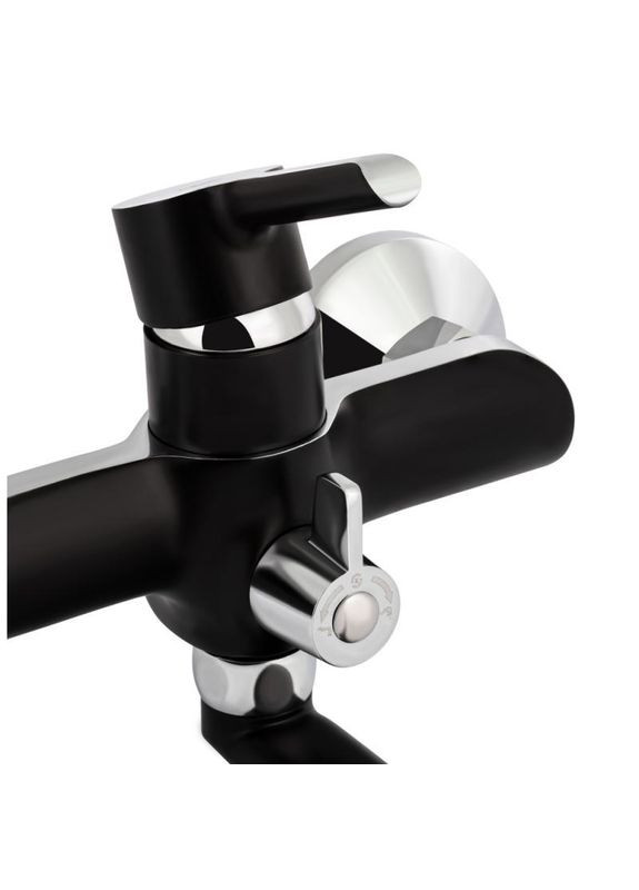 Змішувач для ванни Grand, Chrome/Black (k35 з довгим поворотним виливом та душовим гарнітуром Qtap (370289867)