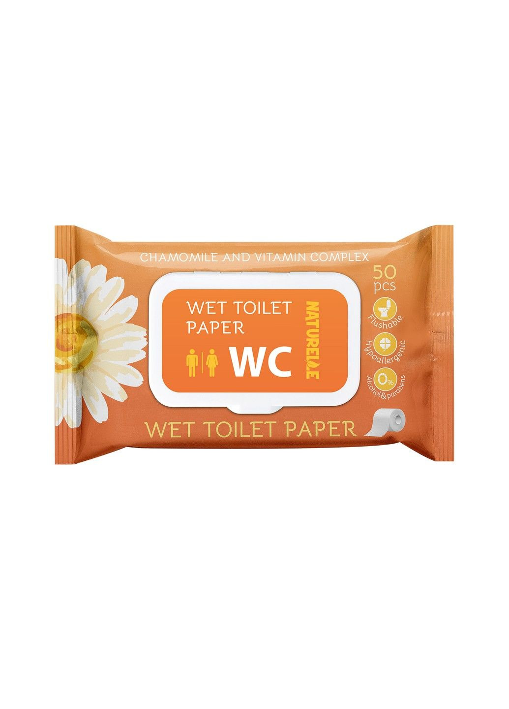 Влажная туалетная бумага ромашка и комплекс витаминов 50 шт NATURELLE (290272331)
