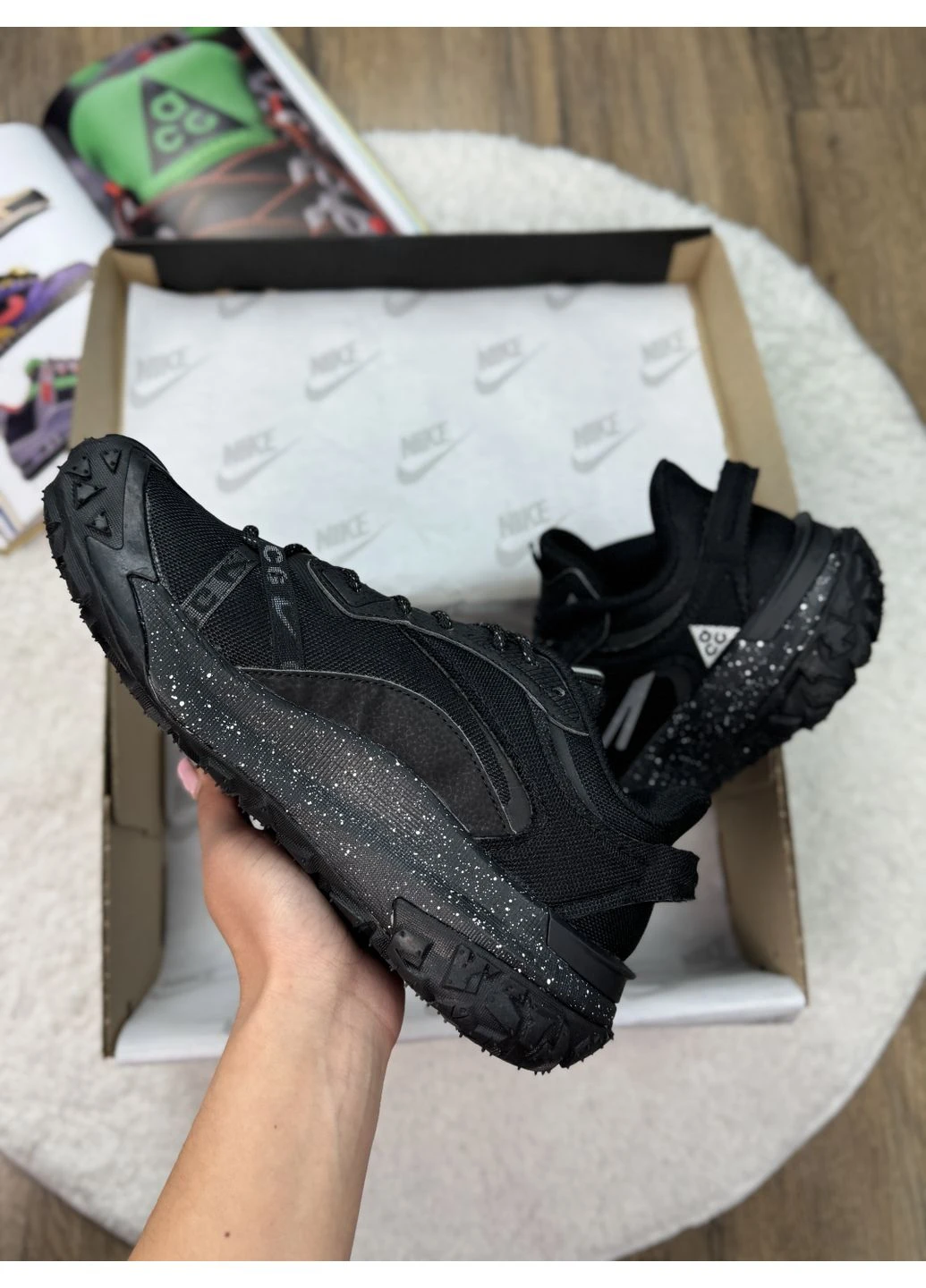 Черные демисезонные кроссовки мужские nike acg mounth fly 2 low black найк асж маунс флай черные No Brand