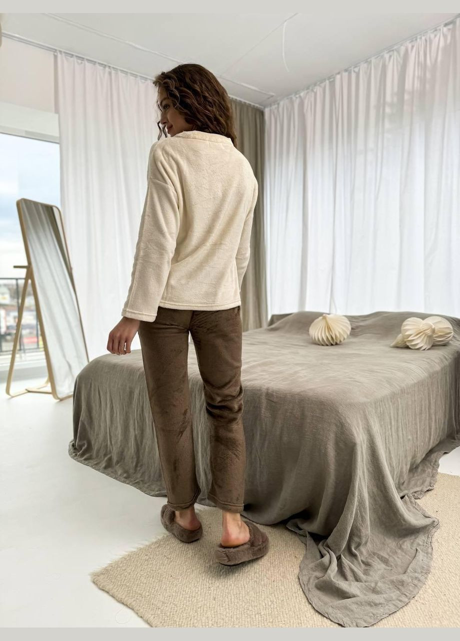 Бежевая зимняя пижама женская бежевая xs (2733) GT