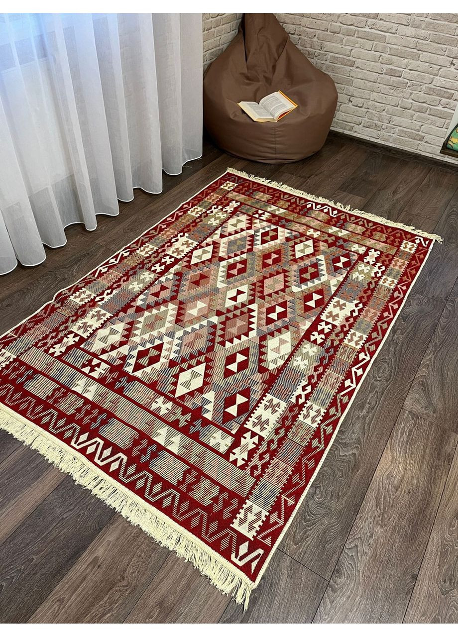 Бавовняний плетений двосторонній килим Shana Zeytin kırmızı 120Х180 см. Кілім, екокилимок. Туреччина No Brand (366376736)