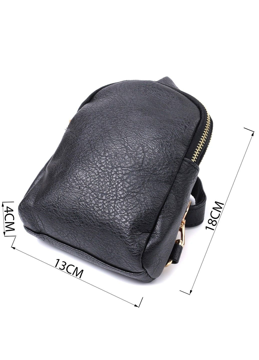 Невелика жіноча сумка через плече на два відділення з екошкіри 22784 Чорний Vintage (303877310)