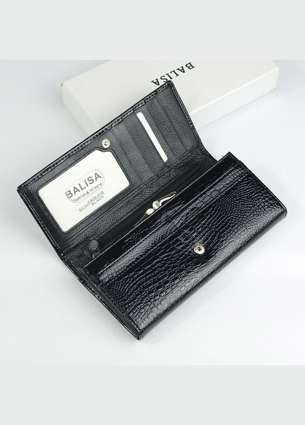Кожаный женский кошелек на кнопке, Лаковый классический кошелек портмоне из натуральной кожи Balisa (266266477)