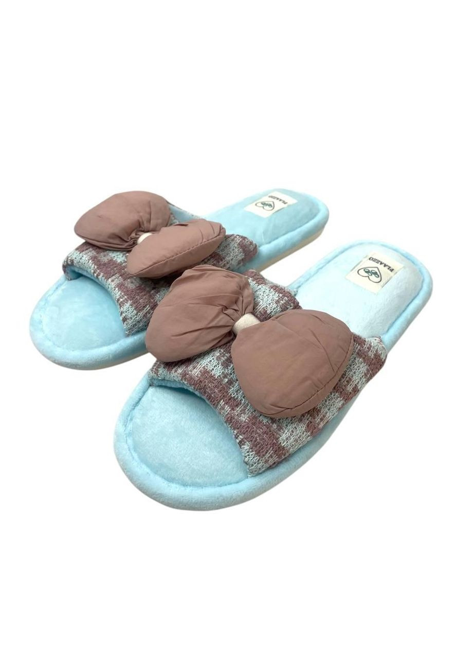 Голубые тапочки домашние женские открытые черные (cf23128) Plaazzo