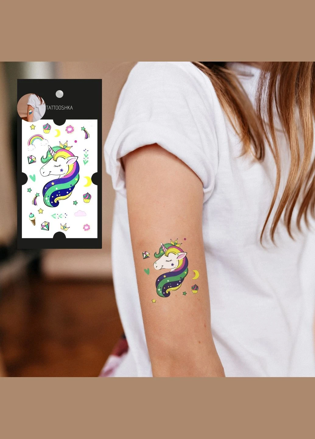 Набір тимчасових дитячих водостійких тату "Щасливий единоріг" Tattooshka (314963892)