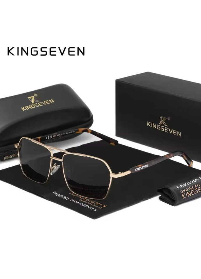 Мужские поляризационные солнцезащитные очки 9201 Leopard Gray KINGSEVEN (329145037)