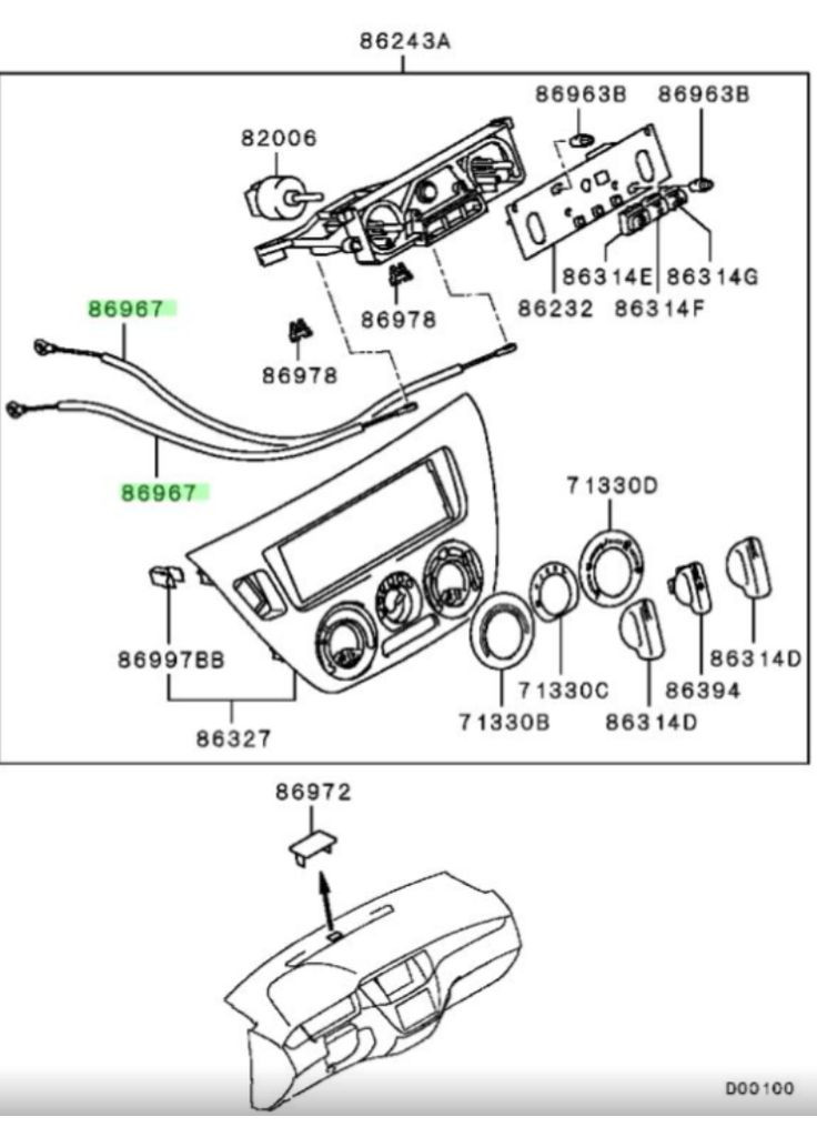 Трос керування заслінками пічки, оригінал MR513273 Лансер IX 2003-2008 Mitsubishi Lancer (345741605)