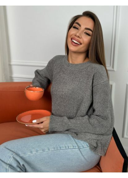 Серый зимний кашемировый джемпер свободного кроя джемпер No Brand