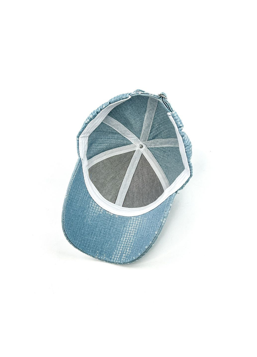 Бейсболка с регулятором и пайетками женская коттон голубая БЕЛЛА LuckyLOOK 470-903 (322791543)