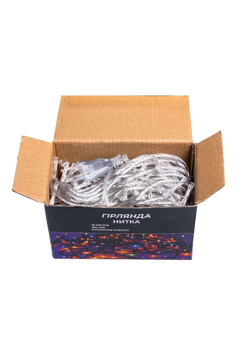 Новорічна гірлянда кімнатна нитка 18 м 180 LED кімнатна гірлянда білий провід Жовте світло W180LED18MWY Garlando (365545097)