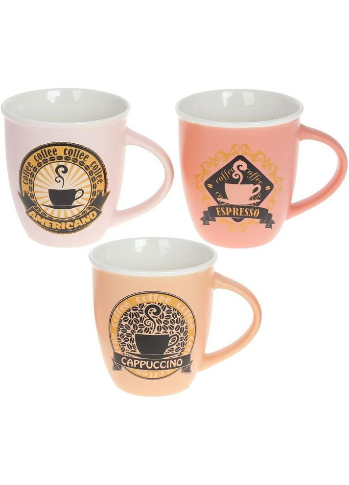 Кухоль порцеляновий 380мл Coffee Time для чаю кави з білою емаллю зручна ручка класична форма Bona (368979602)