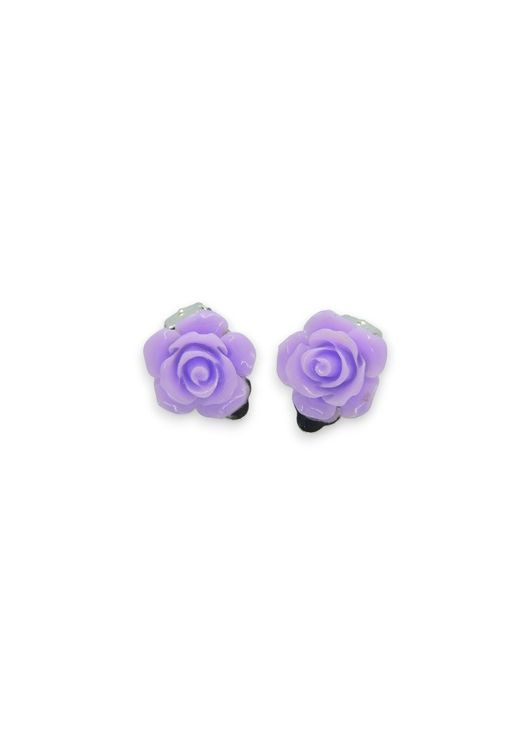 Кліпси сережки дитячі для вух без пробивання вуха сережки у вигляді квітки Троянда фіолетова Liresmina Jewelry (293510428)